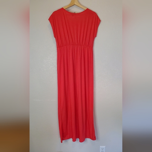 Espresso Elegant Coral Casual Cross Over Front Maxi Dress Size XL - Picture 5 of 5